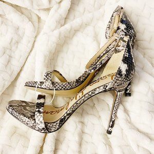 Sam Edelman Snakeskin Ariella Ankle Strap Heels